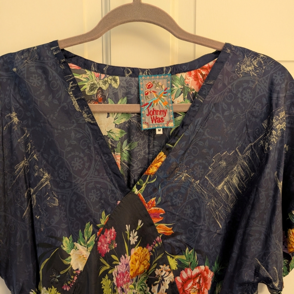 Johnny Was Floral V-Neck Midi/Maxi Dress - Picture 3 of 10